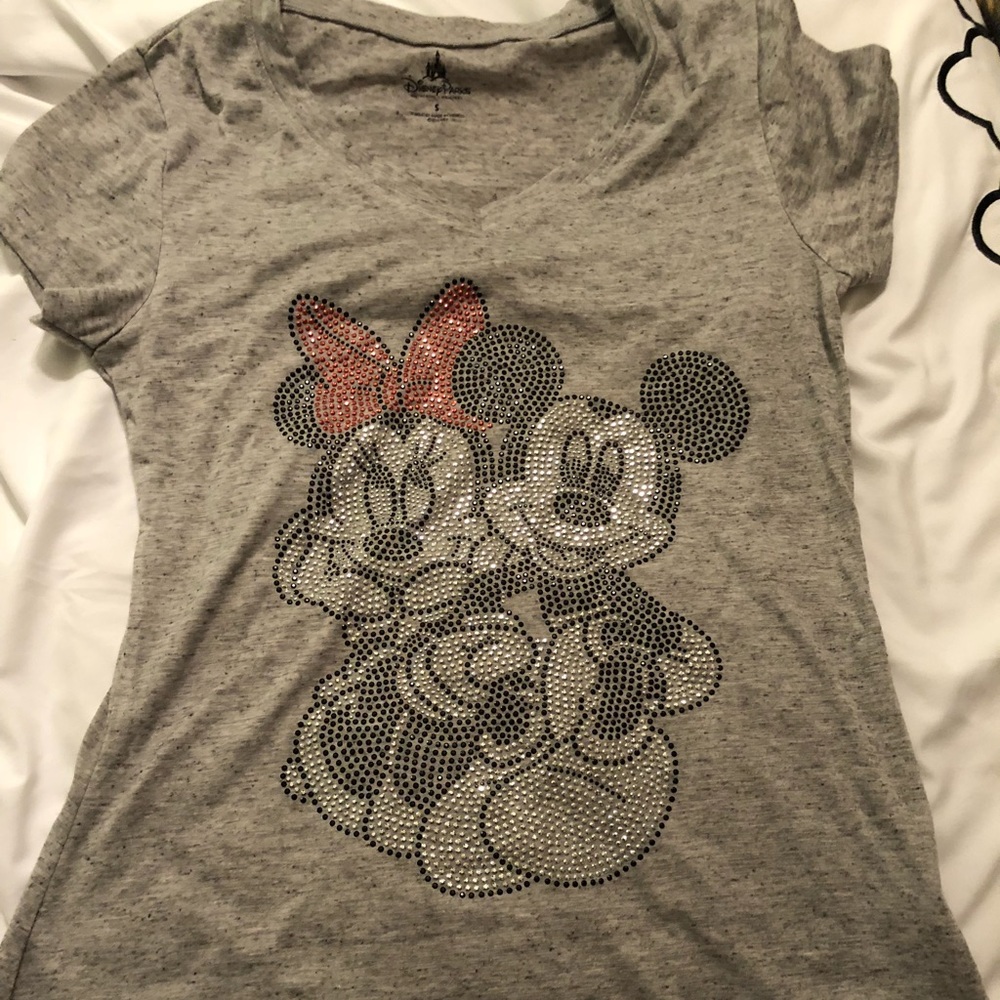 sequined mickey/minnie shirt